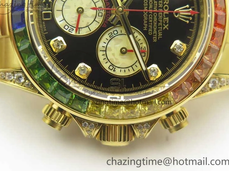 Edition Crystal Best BLF Bracelet on Black Dial YG YG Rainbow Daytona A4130 116589RBOW 0316